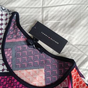 Tommy Hilfiger Pink and Navy Patterned Blouse